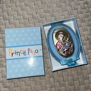 Princelino child icon with Virgin Mary and Jesus. In box.